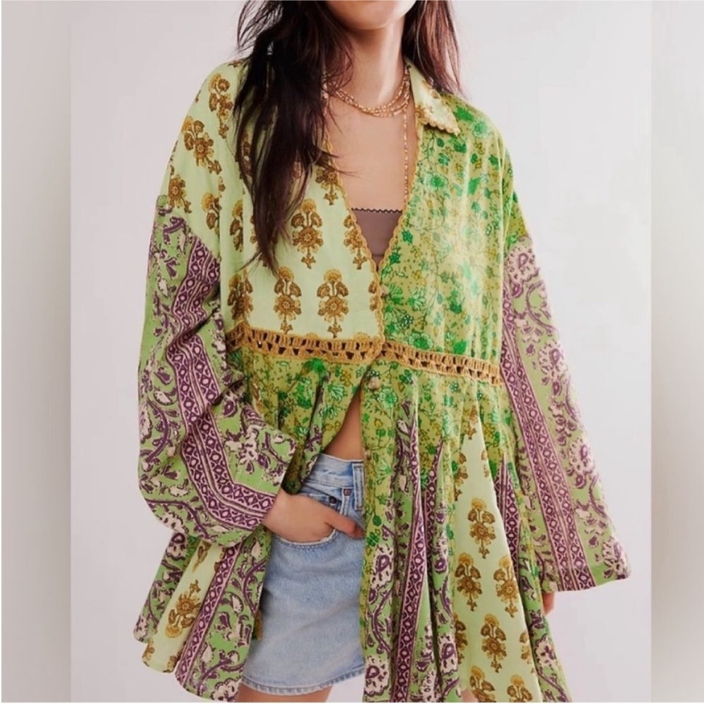 Free People Hazy Baby printed mini dress